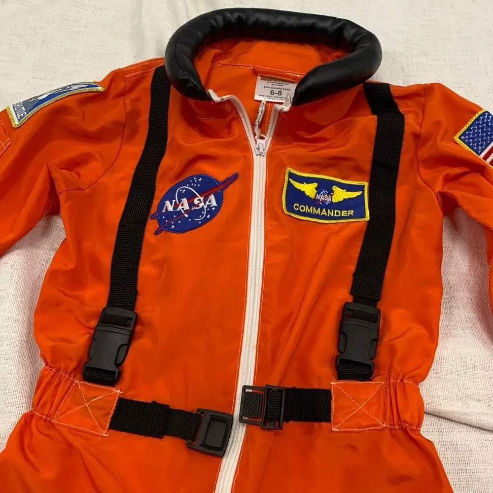 NASA Kids Orange Astronaut Costume Jumpsuit
